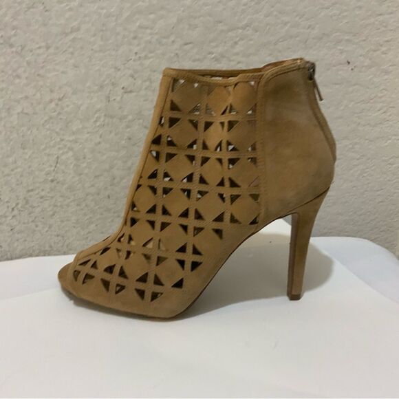 Michael Kors Tan Open Toe Suede Heeled Booties 7M - Picture 5 of 15